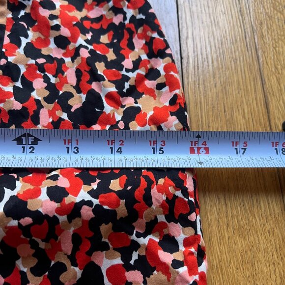French Connection Size 2 Red Orange Black Floral Print V-Neck Sheath Mini Dress - Picture 13 of 16